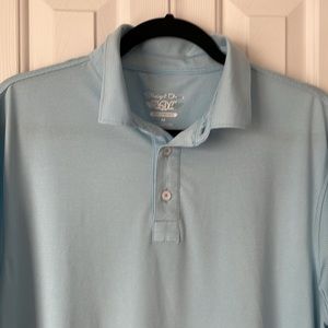 Straight Down Mens Performance Polo - Blue stripped